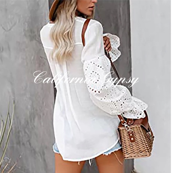 Boho Chic Eyelet Blouse - Picture 12 of 14